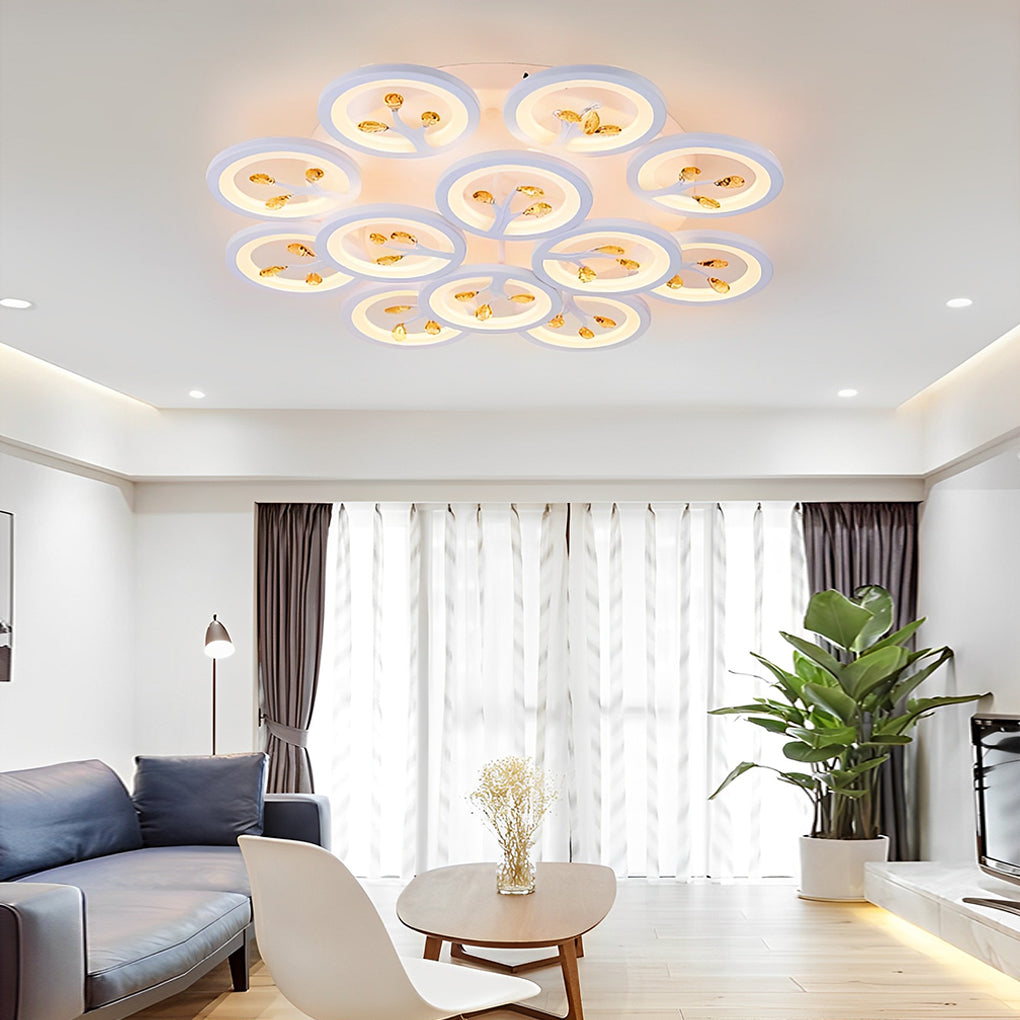 16-Light Flower Dimmable LED White Nordic Ceiling Flush Mount Lighting