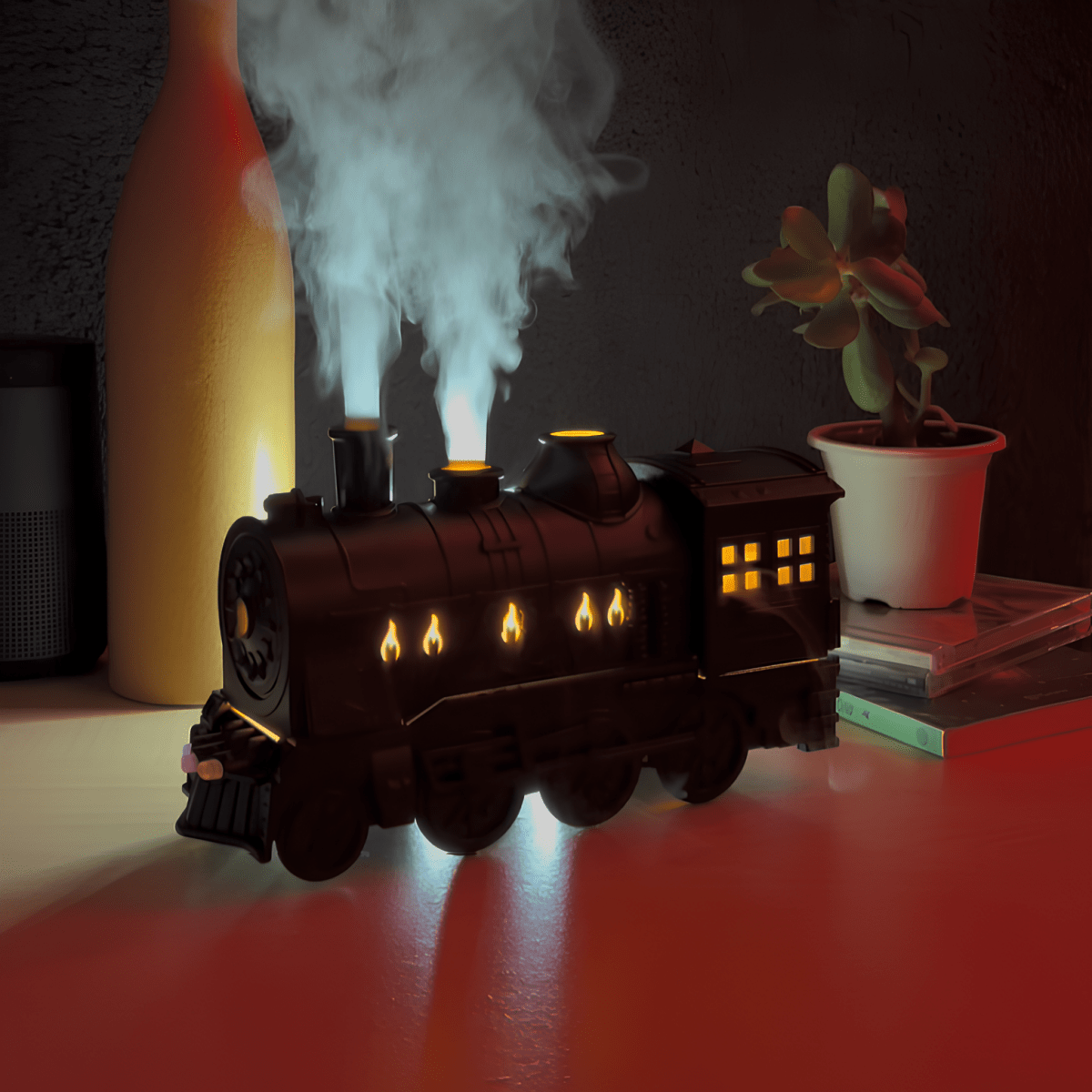 Steam Locomotive Humidifier | Adjustable Lighting | Enhances Air Quality | Plastic