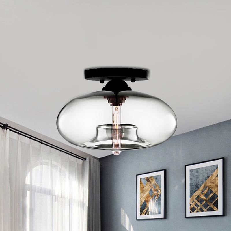 Taavita Oval Flush Mount Lamp Modern Style 1 Light Clear/Amber/Smoky Ceiling Semi-Flush Mount for Hallway