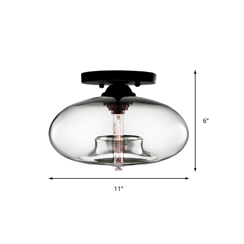 Taavita Oval Flush Mount Lamp Modern Style 1 Light Clear/Amber/Smoky Ceiling Semi-Flush Mount for Hallway