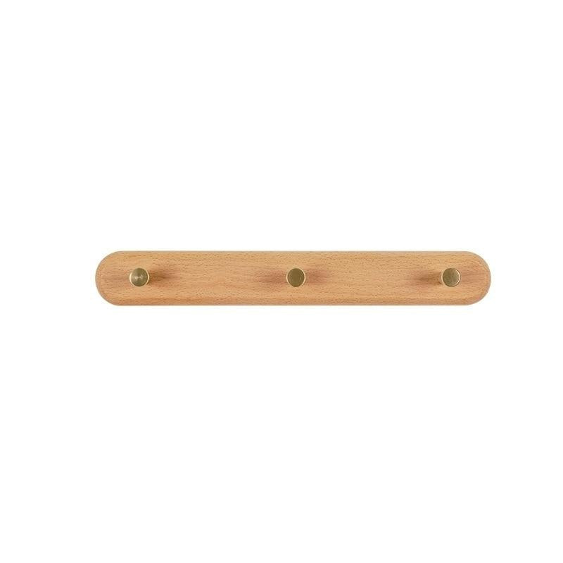 Taavita Wall-Mounted Natural Wood & Brass Hook Racks