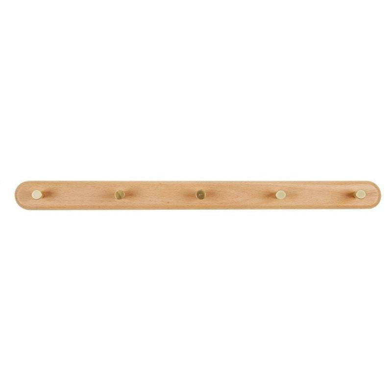 Taavita Wall-Mounted Natural Wood & Brass Hook Racks