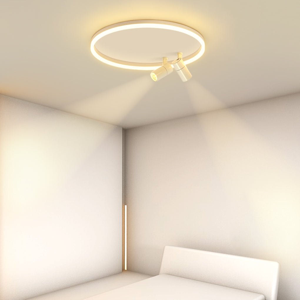 16'' Dimmable Adjustable Flush Mount Light with 2 Rotatable Spotlights Track Lights