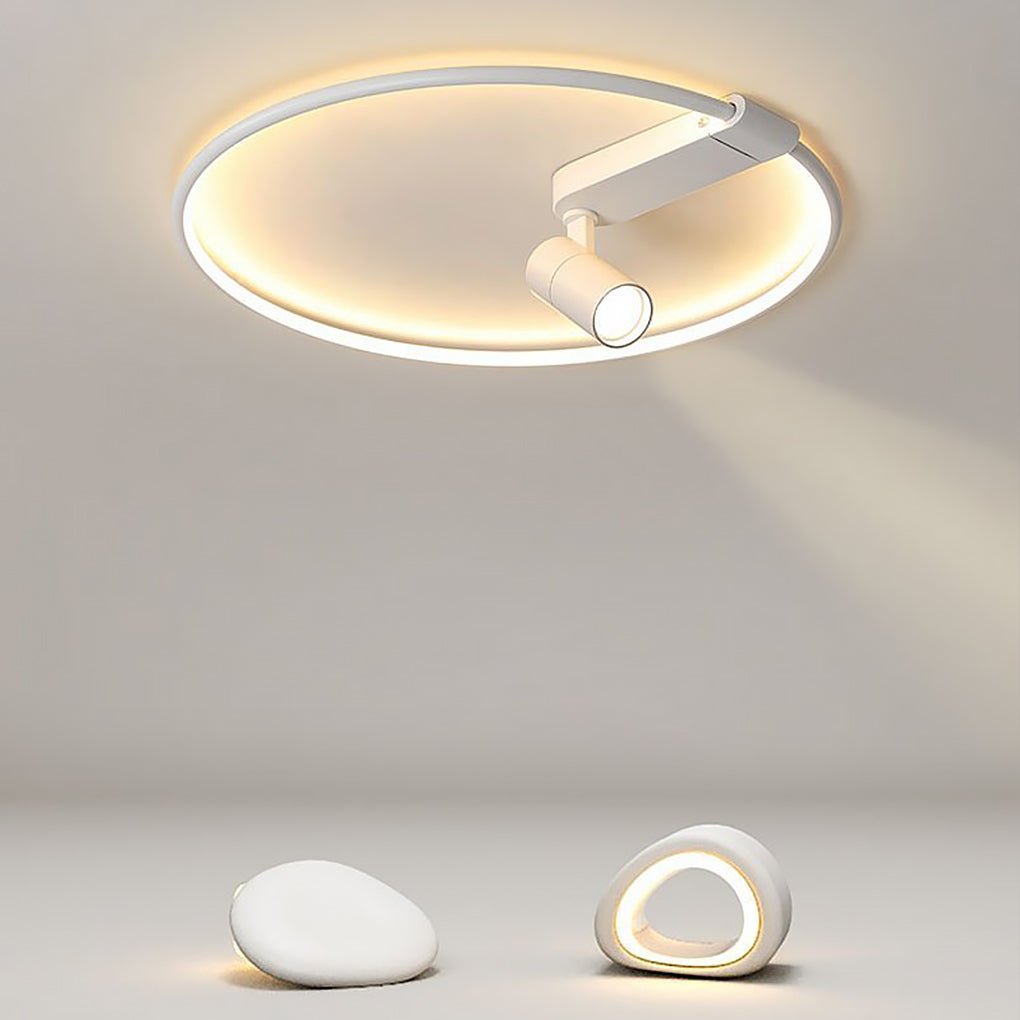 16'' Round Adjustable Dimmable Outdoor Flush Mount Light with Spotlights and Track Lights