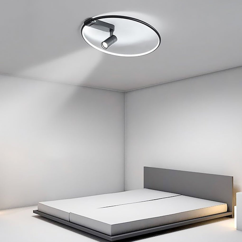 16'' Round Adjustable Dimmable Outdoor Flush Mount Light with Spotlights and Track Lights