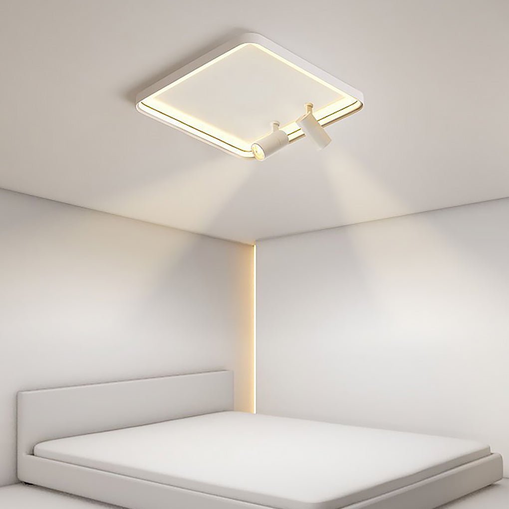 16'' Square Dimmable Flush Mount LED Lights with 2 Adjustable Spotlights Track Lights - Dazuma