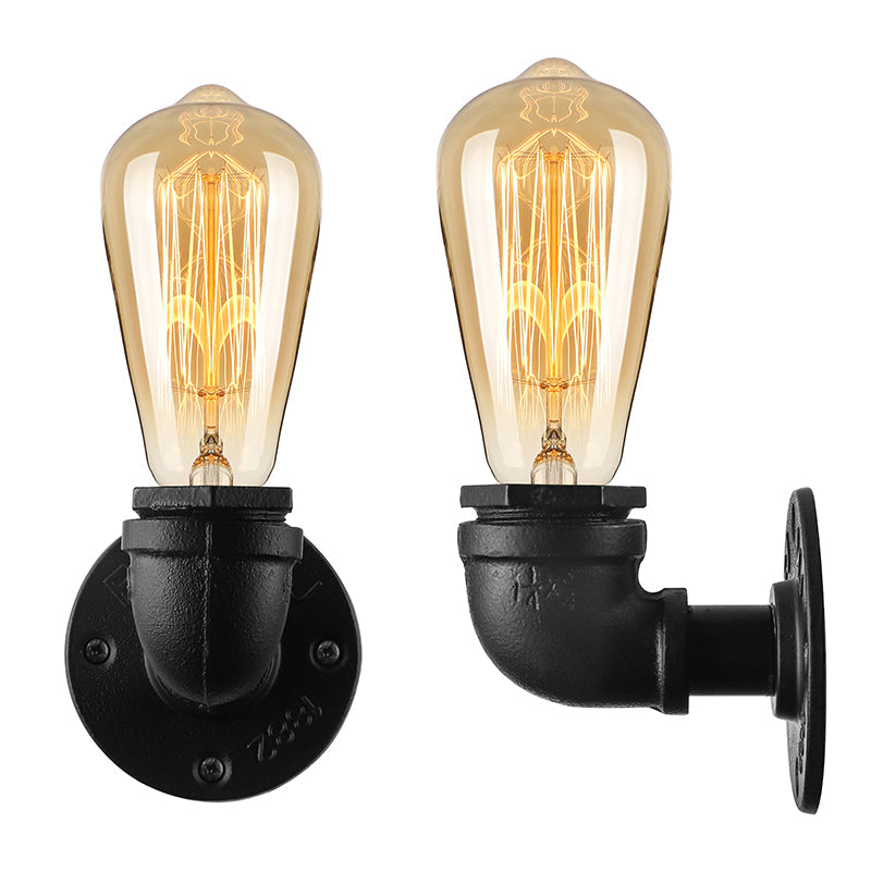 Taavita Rustic Stylish Metal 1 Head Bare Bulb Wall Sconce Lighting for Living Room with Pipe Black/Bronze Wall Mount Light