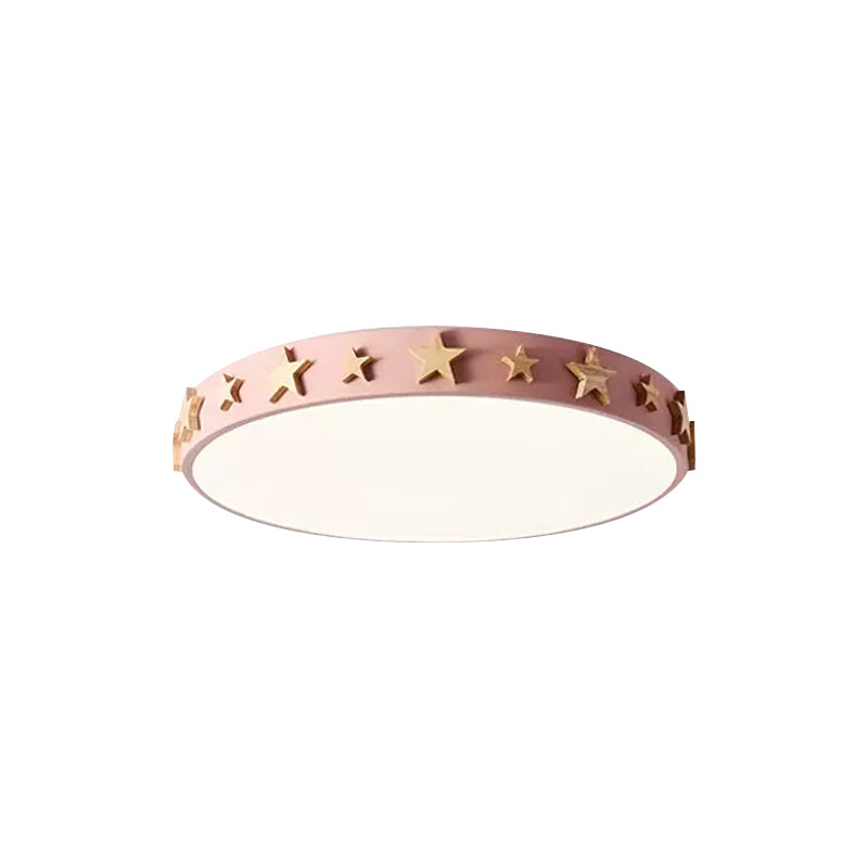 Taavita Flush Mount Light, Contemporary Ceiling Light with Star Decoration for Kids Bedroom - Available in White, Green, Pink, and Yellow Sizes: 12" 16" 19.5"