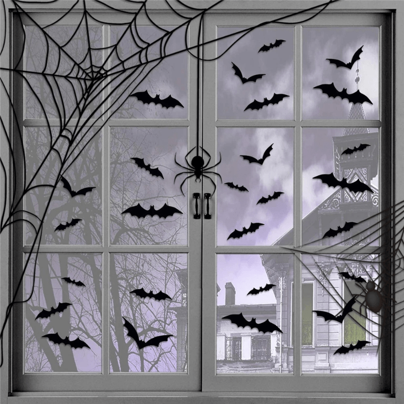 3D Black PVC Bat Wall Stickers Halloween Party Decorations