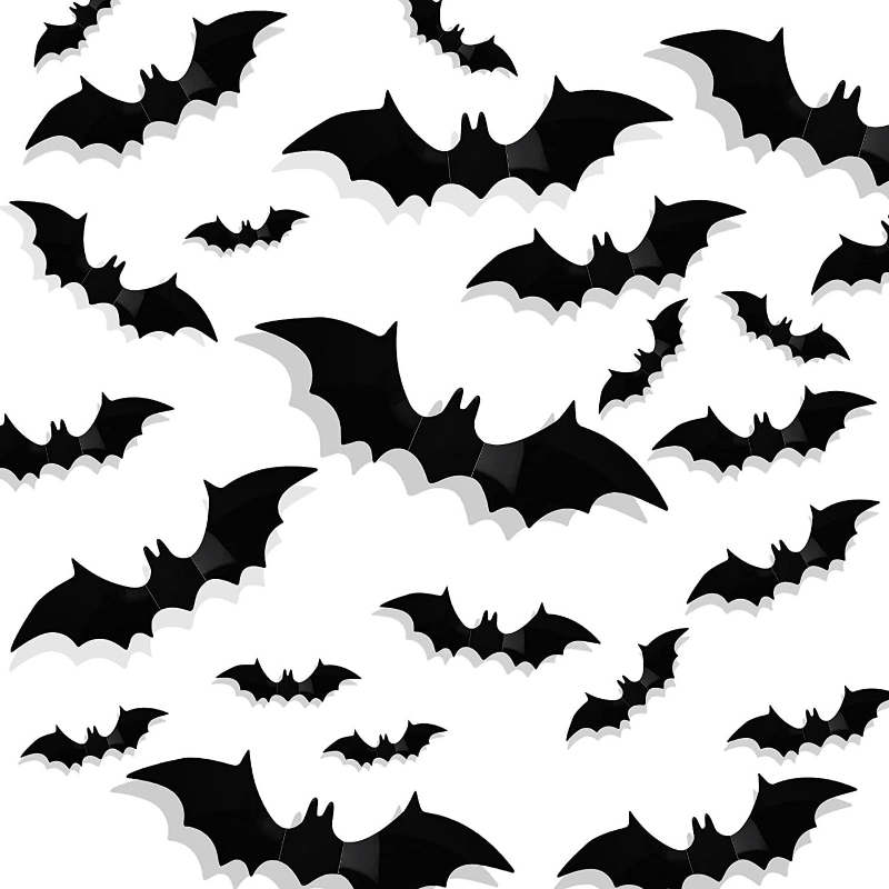 3D Black PVC Bat Wall Stickers Halloween Party Decorations