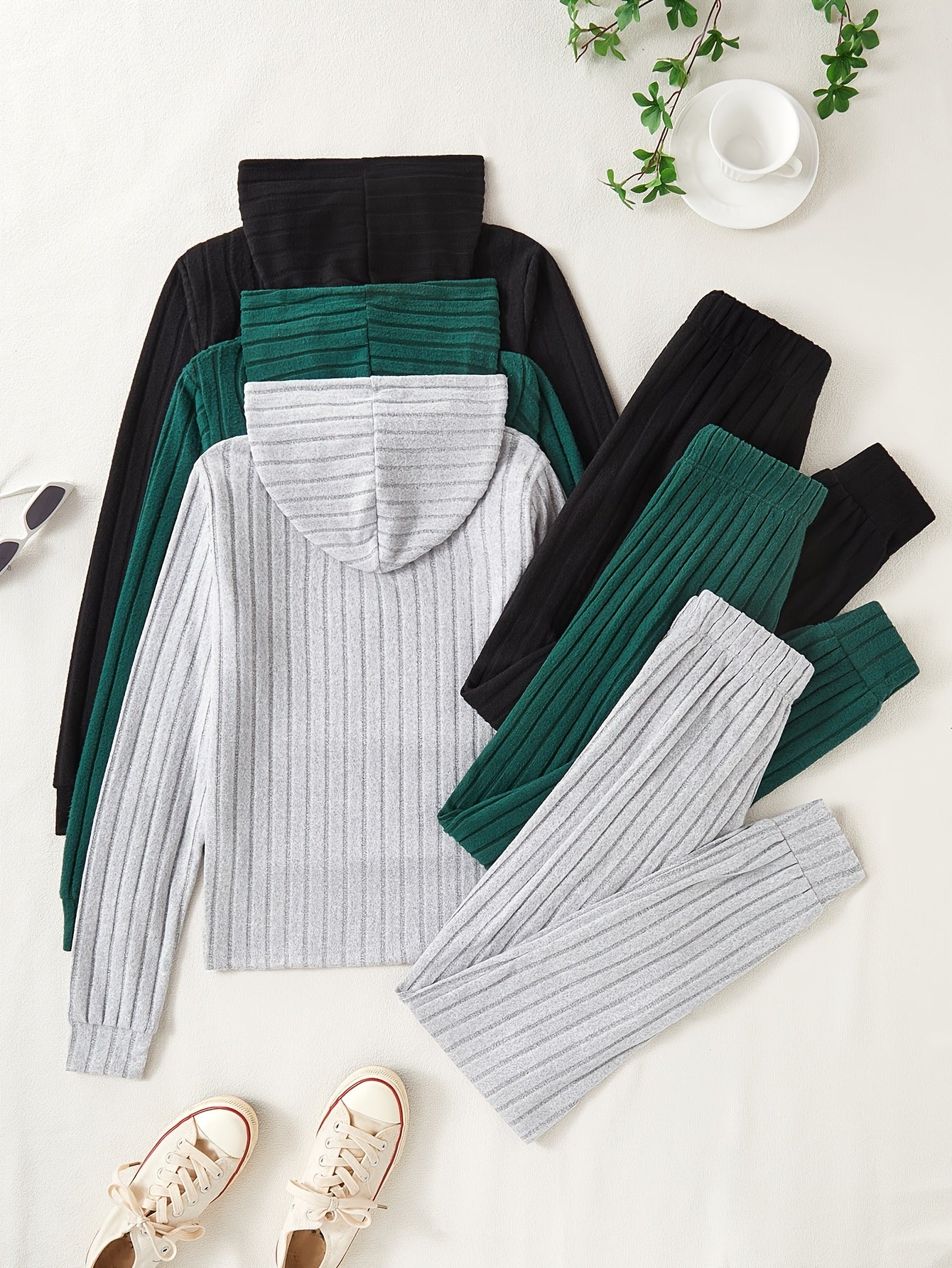 Women's Sportswear Set | Stretchy Ribbed | All-Day Comfort | Polyester