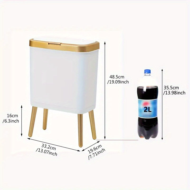 15L Sleek Waste Bin with Odor Control Lid for Any Room