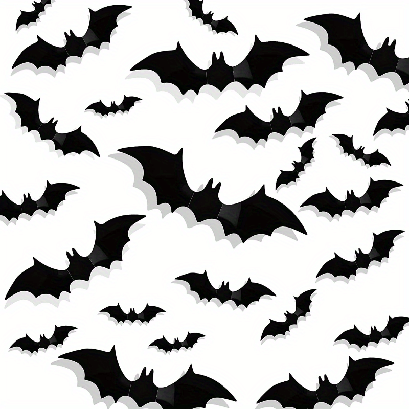 48-Pack Reusable 3D PVC Bat Wall Stickers Halloween Decor