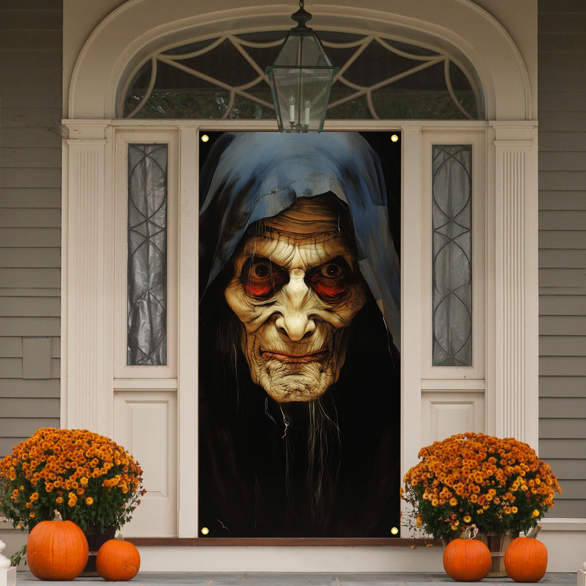 Halloween Witch Door Banner Spooky Polyester Decor for Outdoor Use