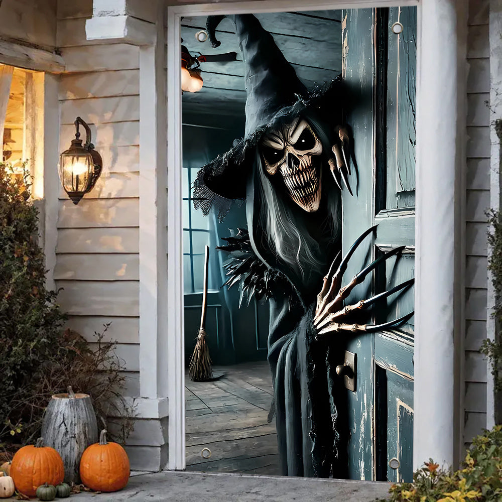 Spooky Halloween Skeleton Door Decoration Polyester Hanging Banner