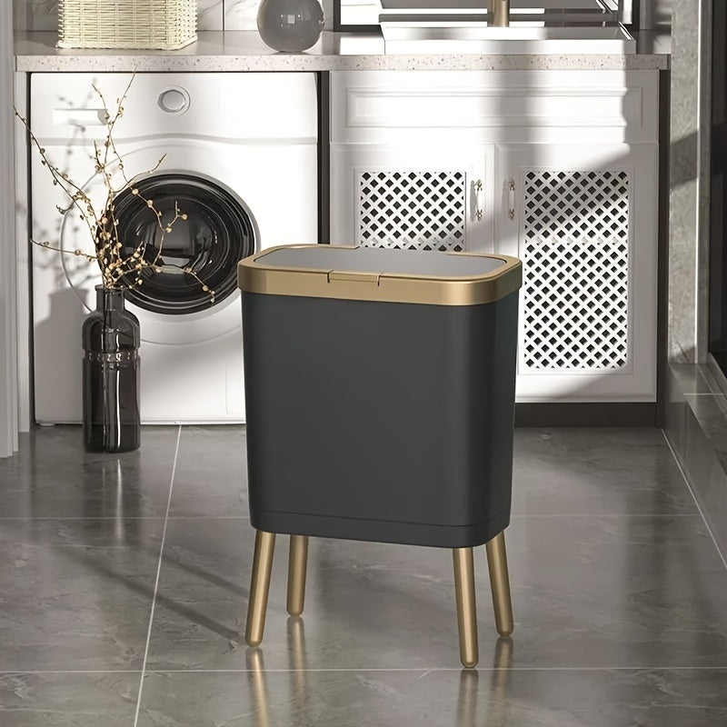 15L Sleek Waste Bin with Odor Control Lid for Any Room