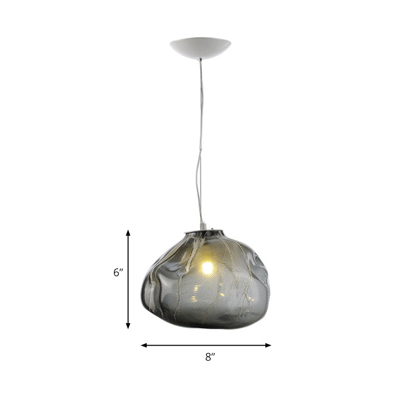 8"/12" W Cloud-Shaped Hanging Bright Contemporary Clear/Smoke Gray Handmade Glass 1 Bulb Indoor Light Fixture