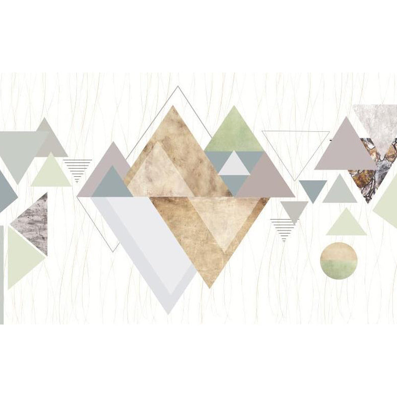 Geometric Triangle Wallpaper Mural Modern Non-Woven Fabric Wall Covering for Living Room
