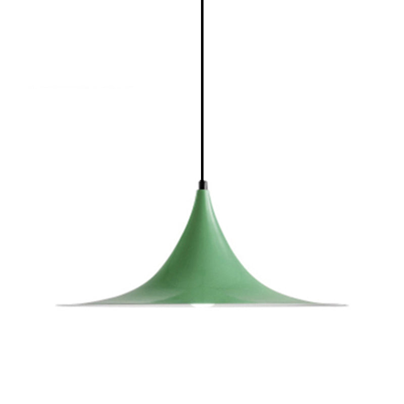 16"/19"W Trumpet Pendant Lighting Simplicity Metal 1 Light Black/Grey/White Hanging Light Red Clearhalo 'Ceiling Lights' 'Modern Pendants' 'Modern' 'Pendant Lights' 'Pendants' Lighting' 176605