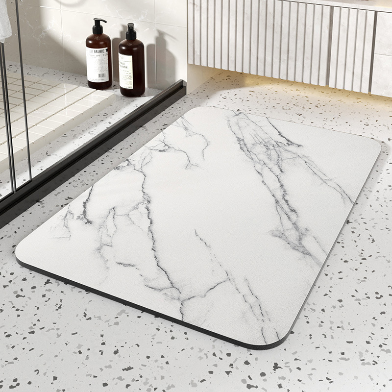 Ultra-Absorbent Marble-Style Bath Mat with Non-Slip Base