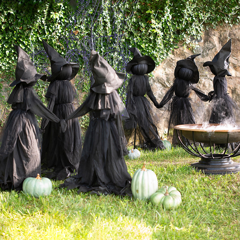 5ft Lighted Witch Stake Halloween Yard Decor with Flickering Glow