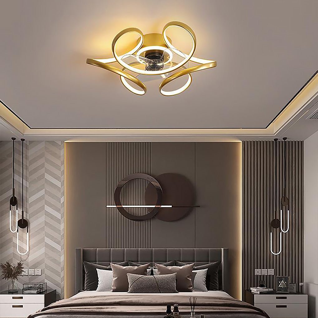 18" Modern Flower Shaped Ceiling Fan Light with Remote Chandelier Fan