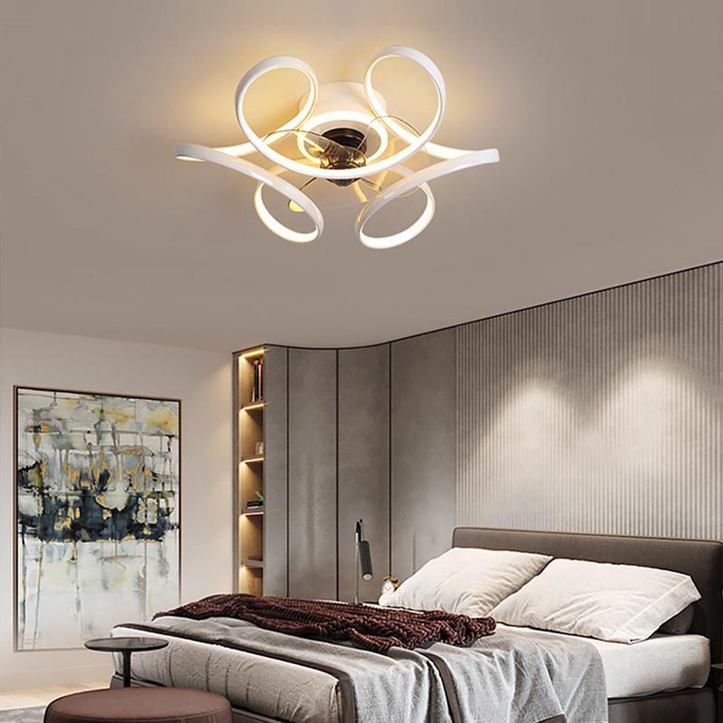 18" Modern Flower Shaped Ceiling Fan Light with Remote Chandelier Fan