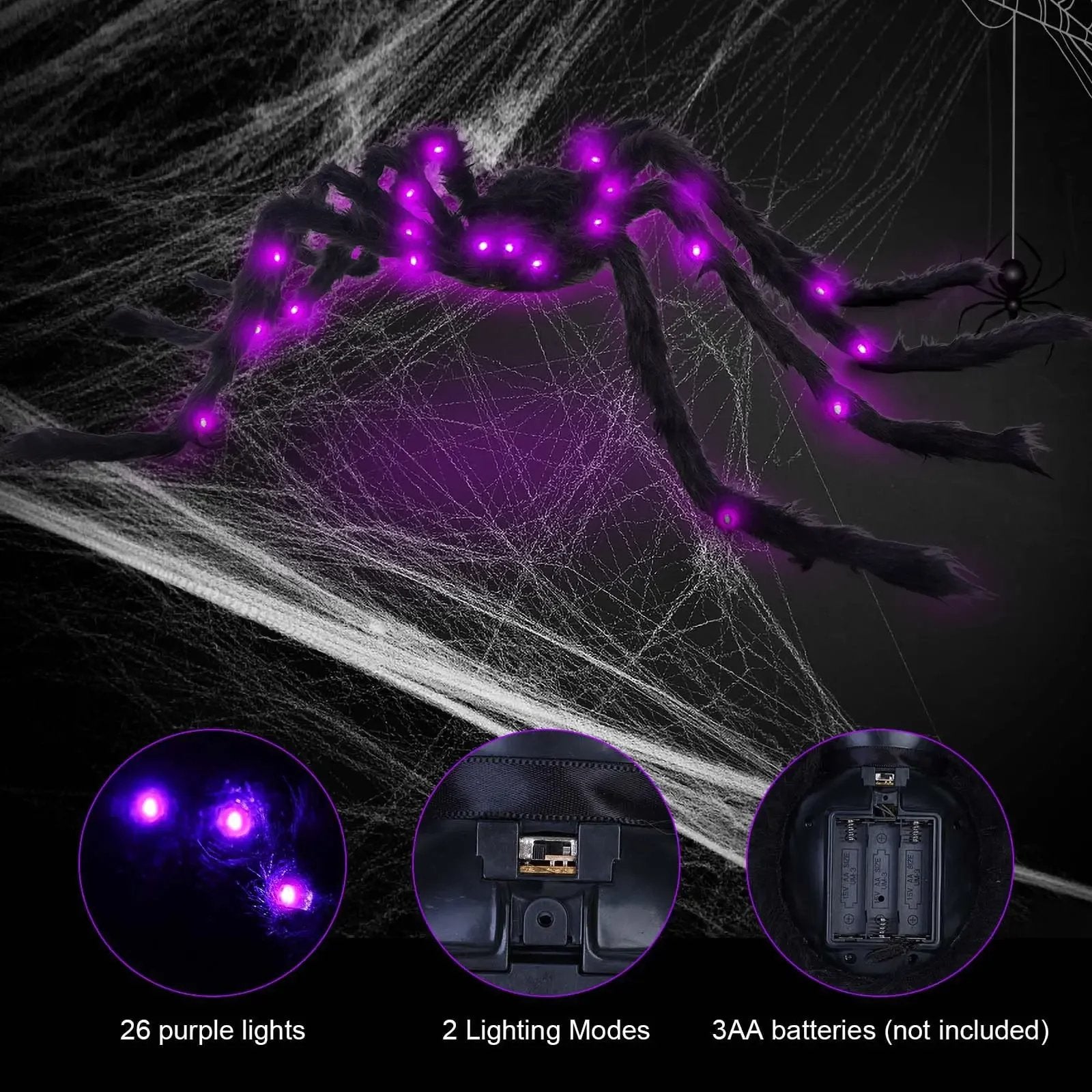 16.4ft Glowing Spider Web Halloween Decoration for Outdoor & Indoor