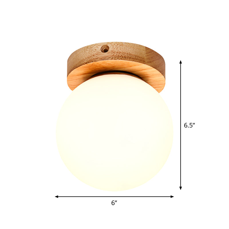 Taavita Glass Head/Cubic/Globe Flushmount Simplicity LED Ceiling Fixture with Wood Antler/Square/Round Design in Beige - Modern Style with Various Sizes and Types