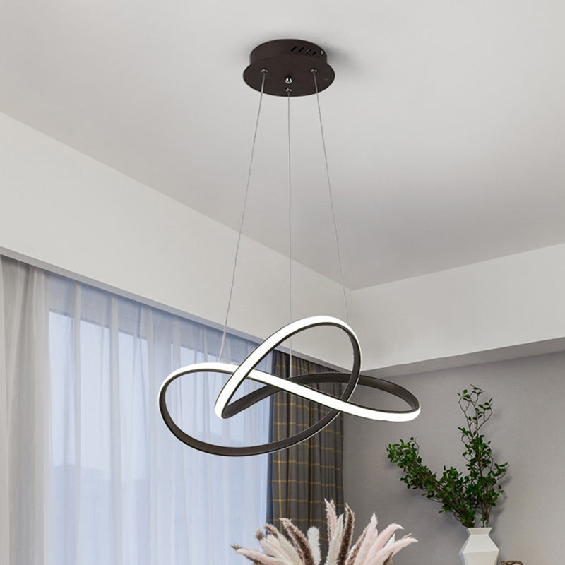Modern LED Chandelier Taavita Twine Hanging Ceiling Lamp with Metallic Shade in Warm/White Light
