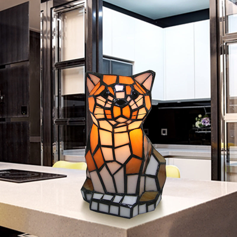 Tiffany-Style Cat Lamp - Unique Colorful Glass Design