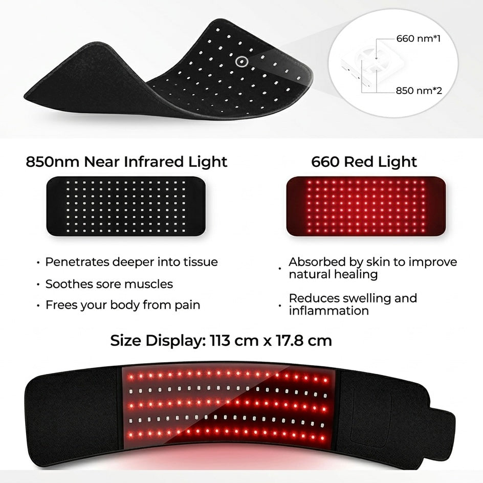 Portable Electric Therapy Pad with Red and Near-Infrared Light for Pain Relief