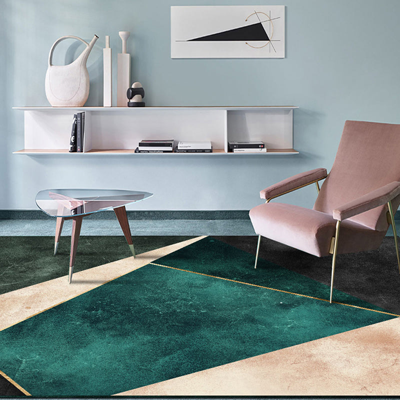 Nordic Parlor Rug Green Geometric Pattern Rug Polypropylene Washable Non-Slip Pet Friendly Carpet Clearhalo 'Area Rug' 'Rug' 1869868