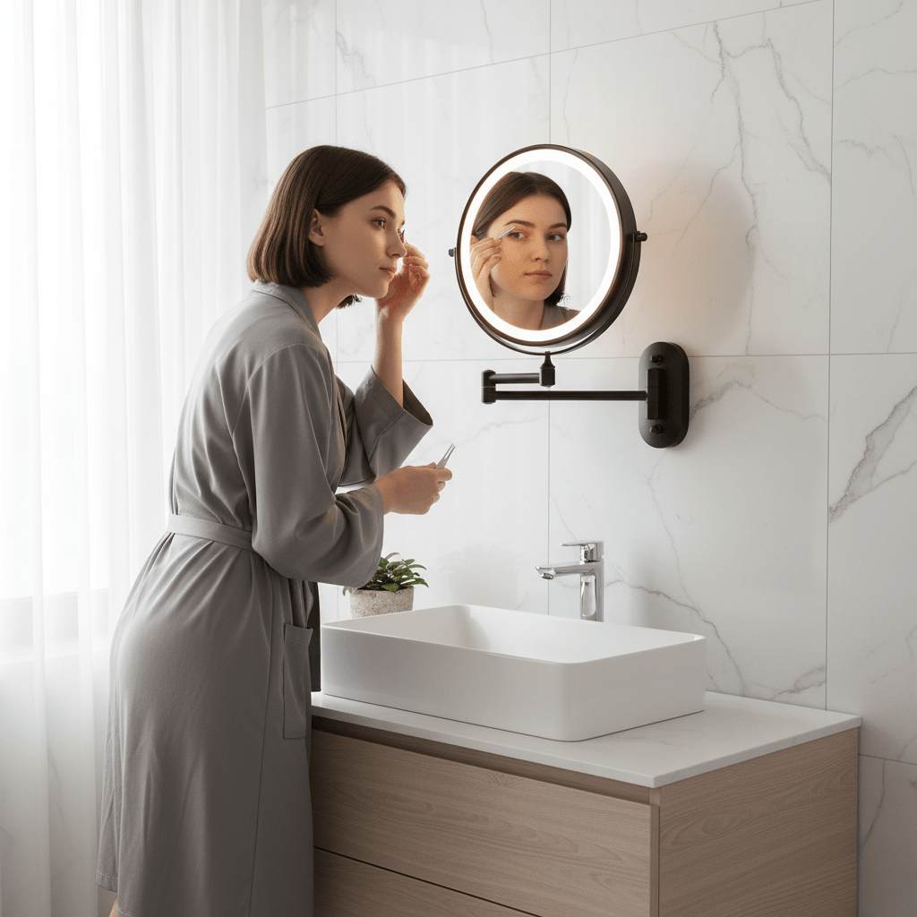 ClarityBright Magnifying Mirror with Adjustable Glow and Rechargeable Power