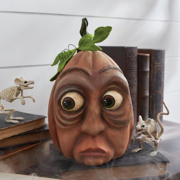 Hand-Painted Resin Halloween Pumpkin Decor with Weighted Base