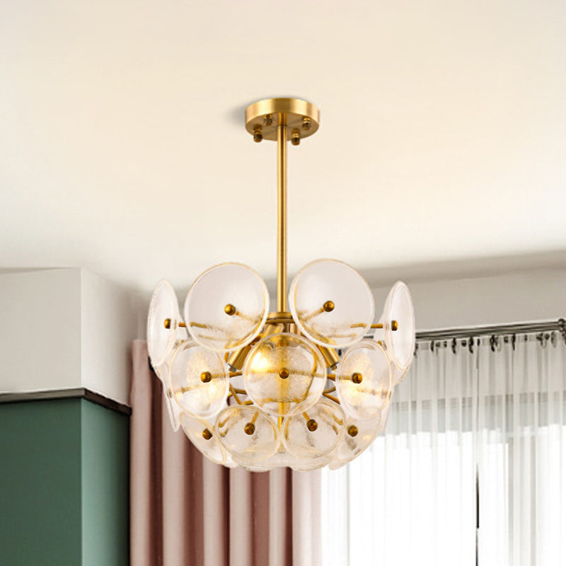 Clear Glass Disc Chandelier Lighting Triple Light Modern Hanging Lamp in Taavita Finish