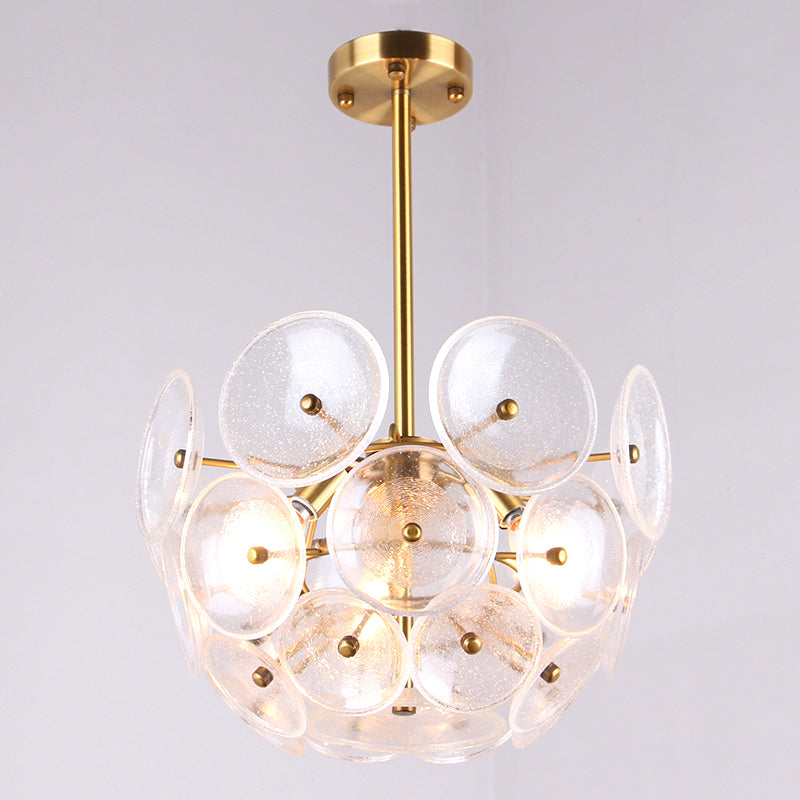 Clear Glass Disc Chandelier Lighting Triple Light Modern Hanging Lamp in Taavita Finish