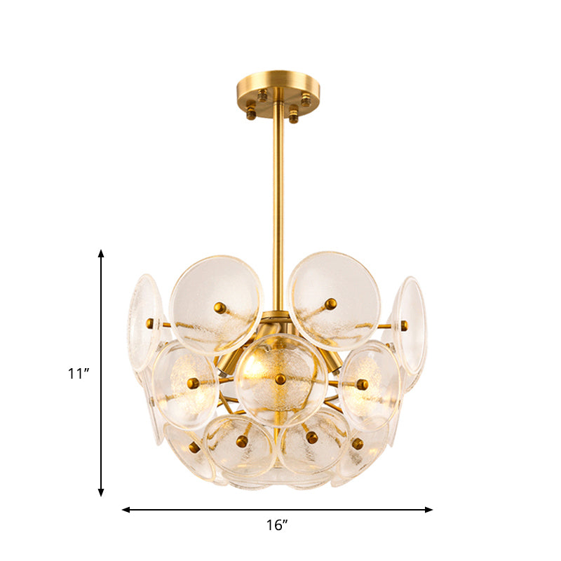 Clear Glass Disc Chandelier Lighting Triple Light Modern Hanging Lamp in Taavita Finish
