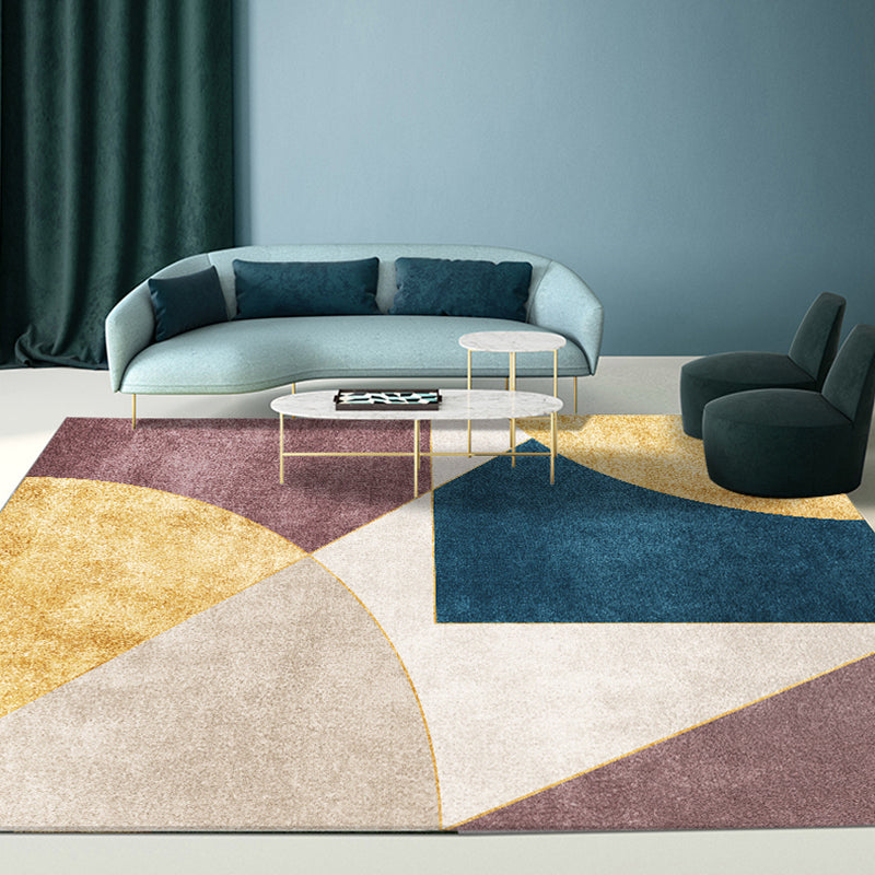 Esthetic Geometric Indoor Rug Morandi Color Creative Rug Polyester Stain-Proofing Carpet for Living Room Blue Clearhalo 'Area Rug' 'Rug' 1898379