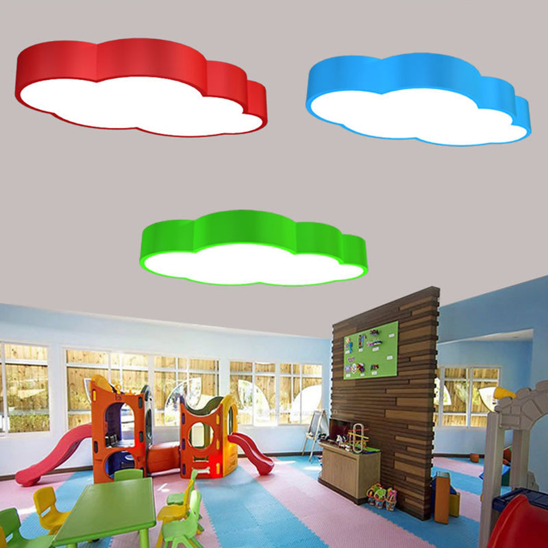 Cloud Shaped Nursery Ceiling Lamp Acrylic 18"/20.5" Wide LED Cartoon Flush Mount Lighting Fixture in Red/Yellow/Blue Yellow Clearhalo 'Ceiling Lights' 'Close To Ceiling Lights' 'Close to ceiling' 'Flush mount' Lighting' 1904091