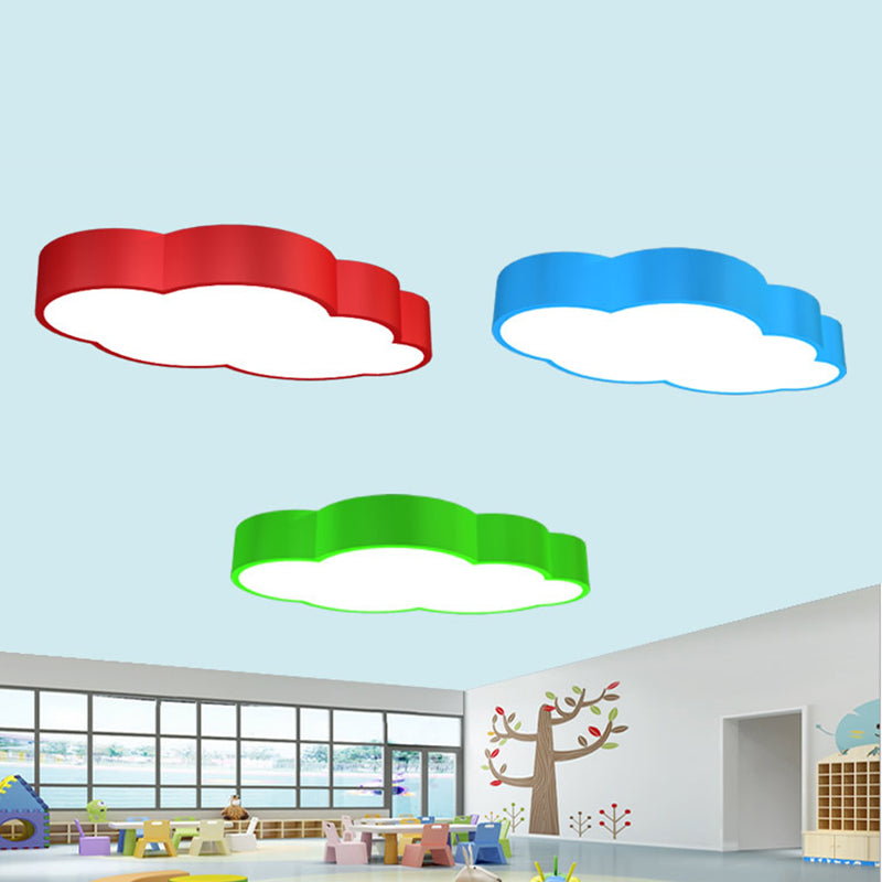 Cloud Shaped Nursery Ceiling Lamp Acrylic 18"/20.5" Wide LED Cartoon Flush Mount Lighting Fixture in Red/Yellow/Blue Clearhalo 'Ceiling Lights' 'Close To Ceiling Lights' 'Close to ceiling' 'Flush mount' Lighting' 1904084