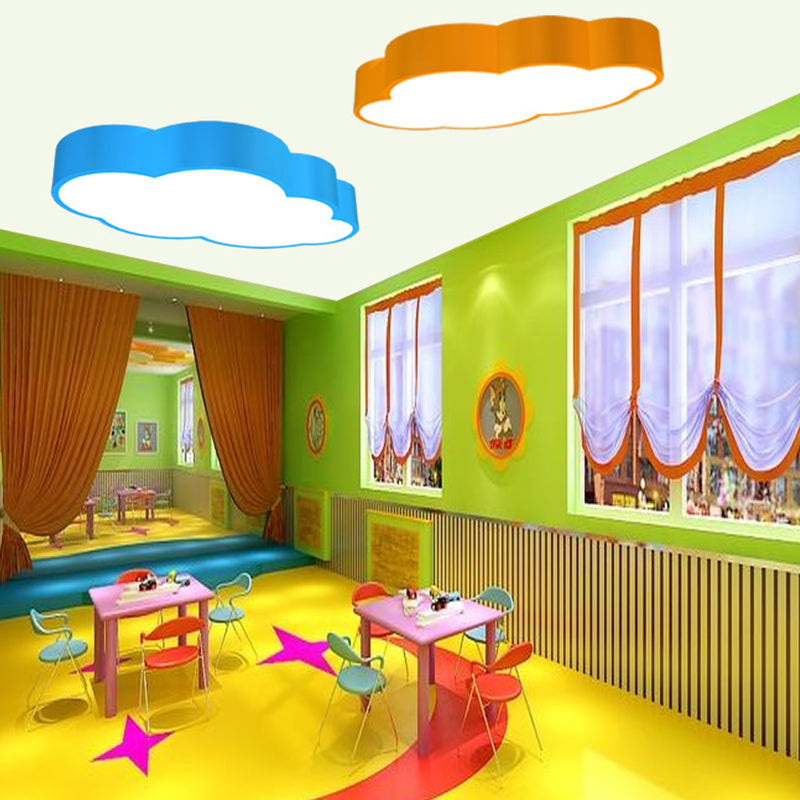 Taavita Kindergarten Ceiling Lamp Acrylic 18"/20.5" Wide LED - Cartoon - Dish Holder in Red/Yellow/Blue, with Bulb, Flushmount, Color Temperature: White, 110V-120V 220V-240V, SMD Light Type