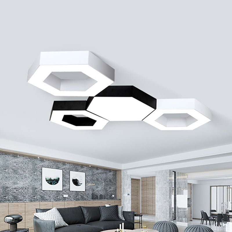 Taavita LED Flush Ceiling Light Modern Acrylic Living Room Flushmount in Black/White, 16"/19.5"/31.5" W