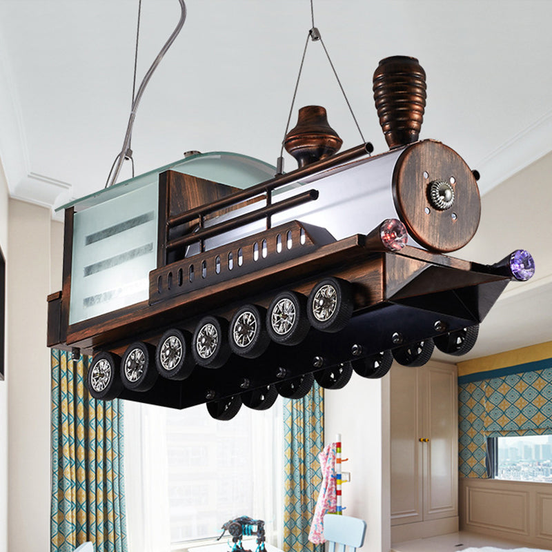 Taavita Kids Bedroom Chandelier Metal Cartoon LED Ceiling Light Hanging in Coffee