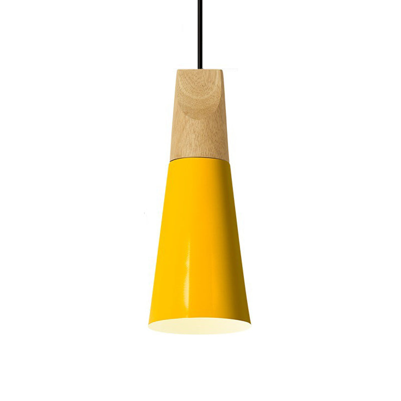 Taavita Aluminium Mini Kegel Suspension Lamp Taavita Breaks Hanging Pendant Light in Black/Yellow Green/Gold and Wood