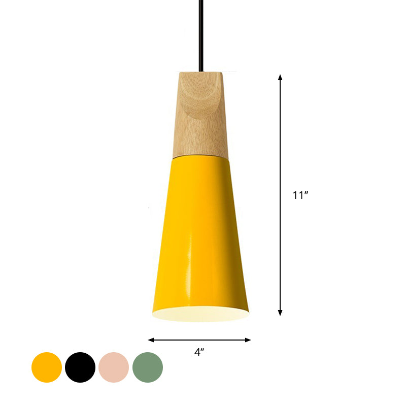 Taavita Aluminium Mini Kegel Suspension Lamp Taavita Breaks Hanging Pendant Light in Black/Yellow Green/Gold and Wood