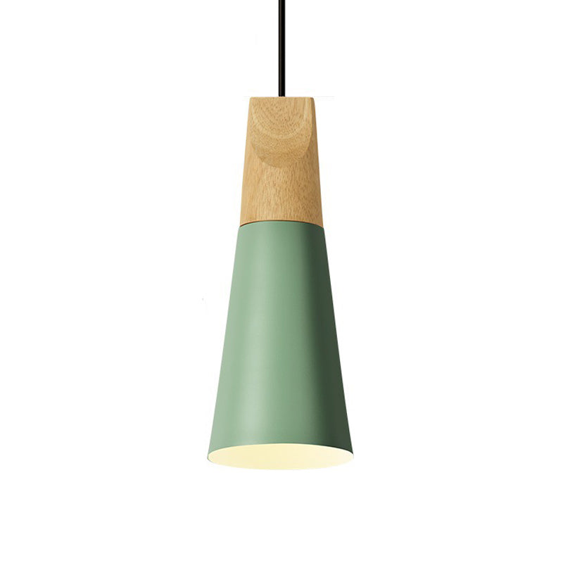 Taavita Aluminium Mini Kegel Suspension Lamp Taavita Breaks Hanging Pendant Light in Black/Yellow Green/Gold and Wood