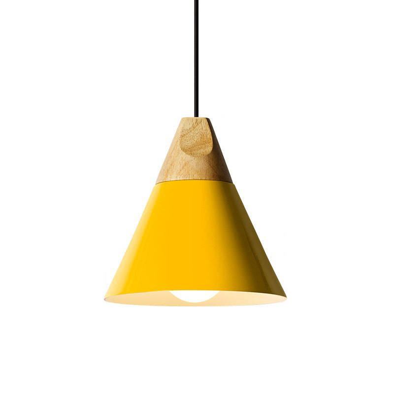Taavita Aluminium Mini Kegel Suspension Lamp Taavita Breaks Hanging Pendant Light in Black/Yellow Green/Gold and Wood