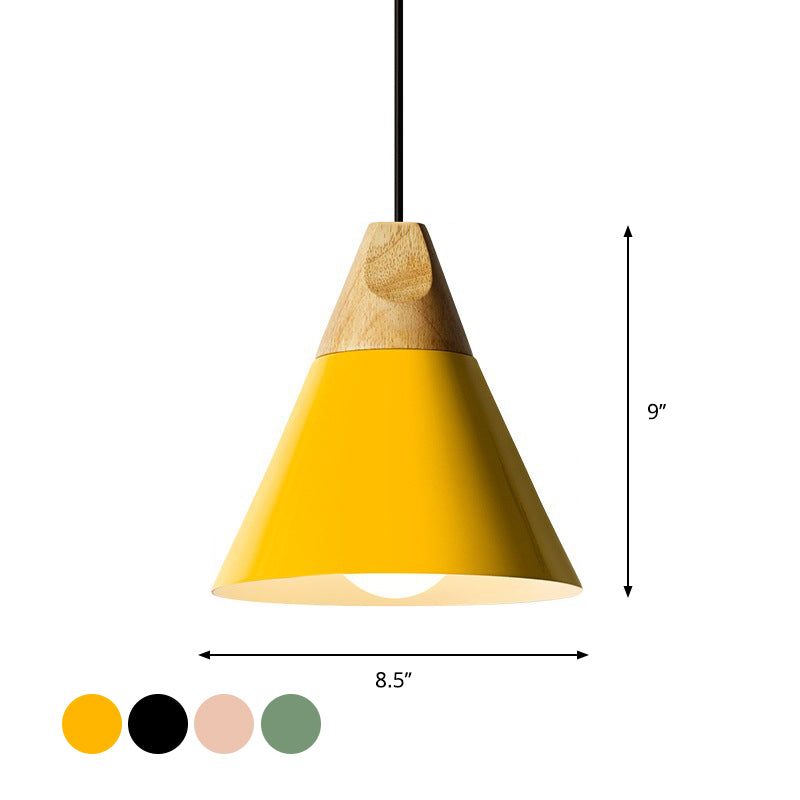 Taavita Aluminium Mini Kegel Suspension Lamp Taavita Breaks Hanging Pendant Light in Black/Yellow Green/Gold and Wood
