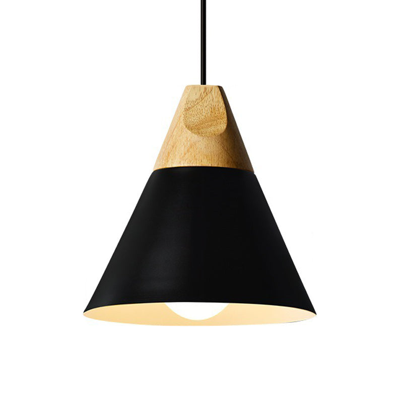 Taavita Aluminium Mini Kegel Suspension Lamp Taavita Breaks Hanging Pendant Light in Black/Yellow Green/Gold and Wood